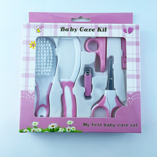 Wholesale Baby Care and Cleaning Two-Color 6-Piece Nail Scissors Combination Set Baby Lanugo Comb Gift Box Set