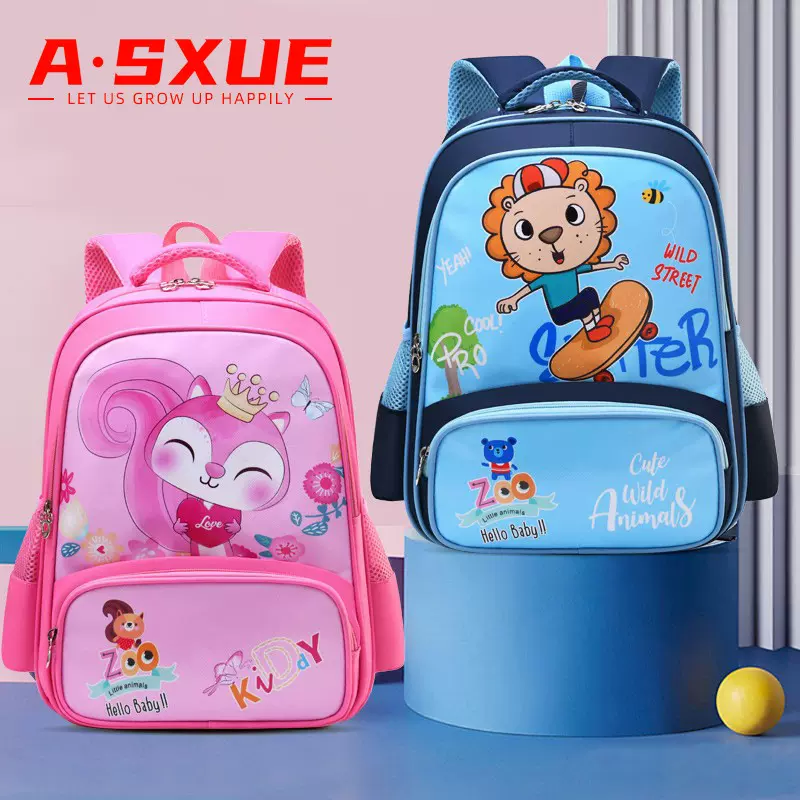 新款小学生卡通可爱书包1-3-6年级男女童双肩包轻便减负护脊背包