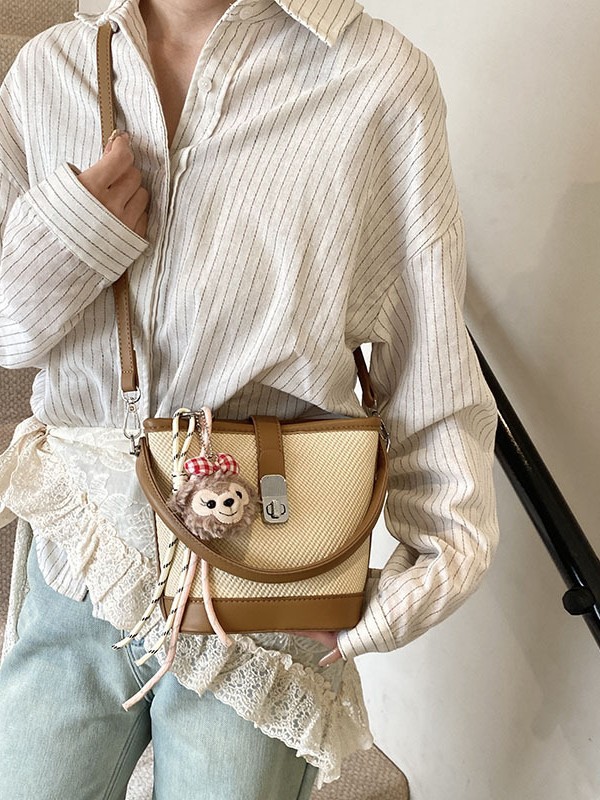 Comercio exterior transfronterizo retro bolso de cubo de mano de color 2025 nuevo nicho de alto nivel simple hombro bolso de mujer image 5