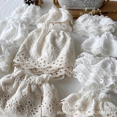 現物の多くの綿の刺繍のしわのレースの家庭用紡績の服装の補助材料の手作りのDIY布芸の白い杏色の卸売り