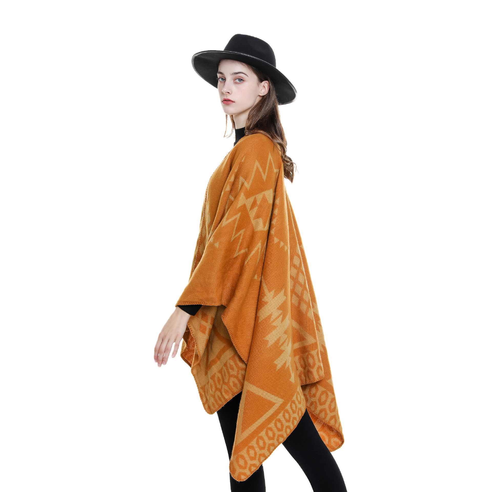 2022 otoño e invierno nuevo rombo geométrico engrosado split chal de color sólido cálido chal de moda de cachemira
