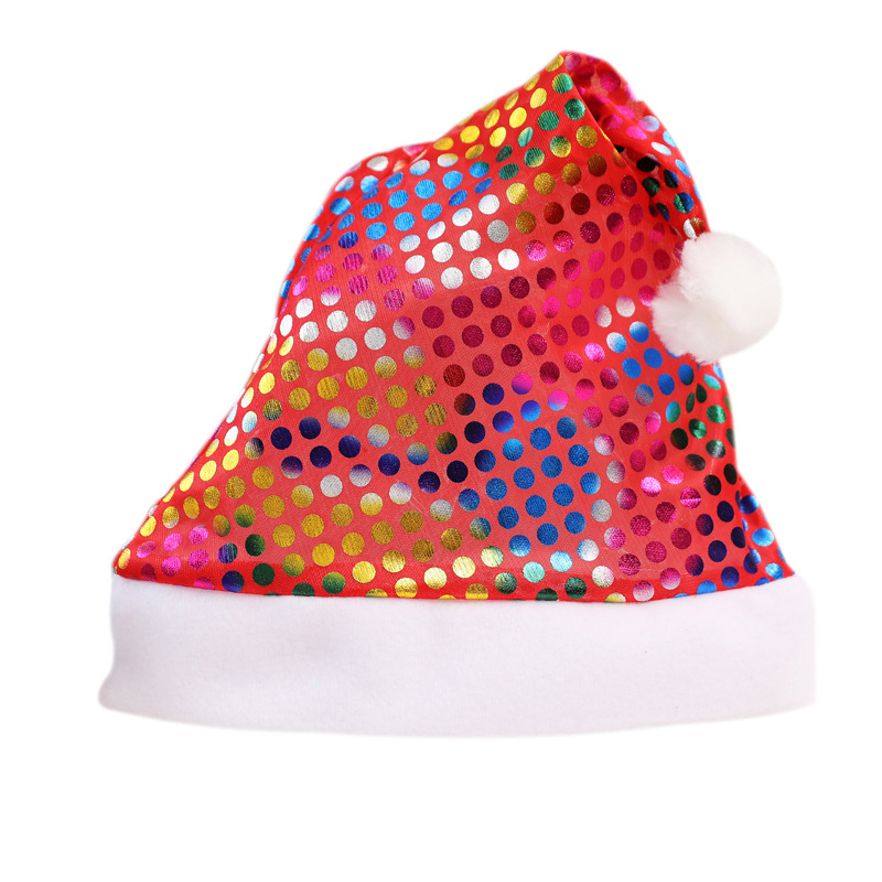 Sombreros de Navidad de impresión transfronteriza, nuevos sombreros de Navidad de impresión de color gradiente, sombreros de perlas para decoración de fiestas