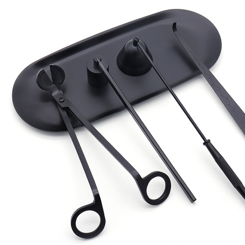 Black scented candle tool set, candle extinguishing bell, candle extinguishing scissors, candle extinguishing hook, candle extinguishing cover, candle tool tray