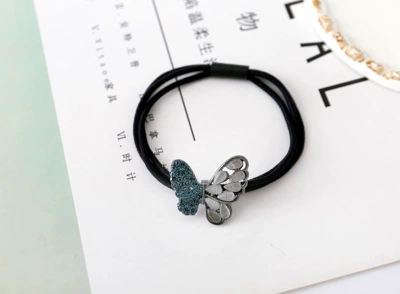 Rubber Band Women's Hair Tie Leather Case High Elasticity and Durable Rubber Band Hair Tie Headband New Classy Adult Headwear (Saç üçün rezinlər) - butterfly-wings