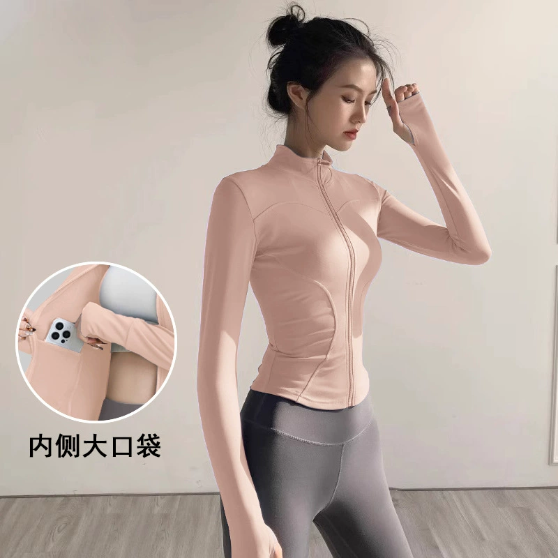 Быстросохнущая спортивная куртка для путешествий, куртка с zipper, талия-формирование, спорт и йога (растяжка 2–4 стороны)