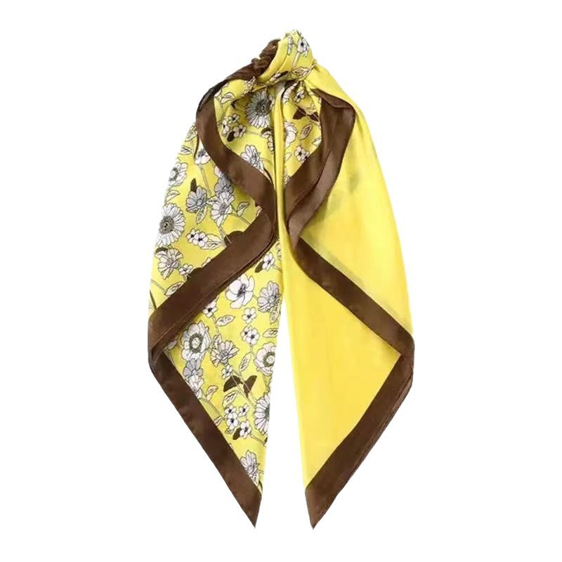 Moda universal 70cm toallas cuadradas francesas margaritas flores de seda simulación bufandas de seda bufandas de azafata accesorios uniformes