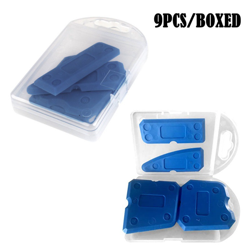 9件套盒装角刮片硅胶密封剂灌浆厨房浴室地板密封蓝色 黄色