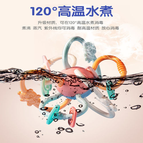 Infant toys, edible and boilable, intelligence-developing, early education, newborn baby grasping training, 3 months, 6 Manhattan grab ball