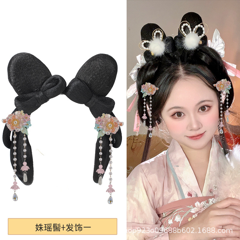 비취 토끼 꽃 요정 + 헤어 액세서리 1