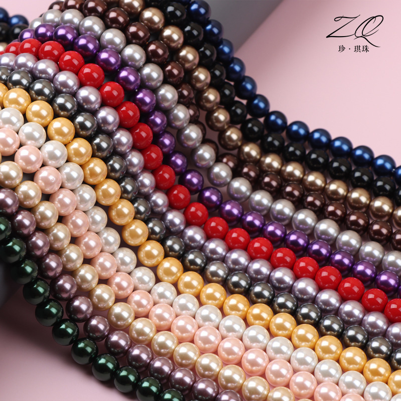 In stock wholesale Nanyang colorful beading straight hole imitation pearl non-peeling beading loose beading beads DIY jewelry accessories