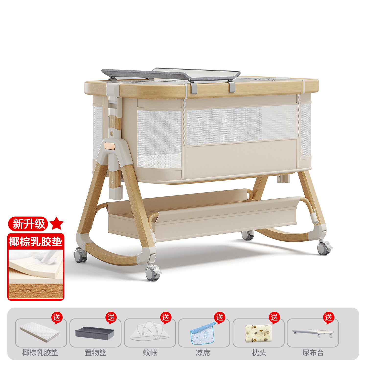 Cama de aleación de aluminio móvil portátil cuna cama plegable multifuncional bb cama recién nacida cama de empalme