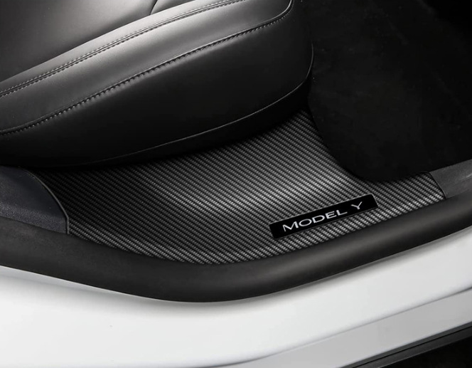 2022-2024 Tesla Model Y Carbon Fiber Door Sill Strips, Custom Anti-Kick Plates, Welcome Pedals, Modification Parts