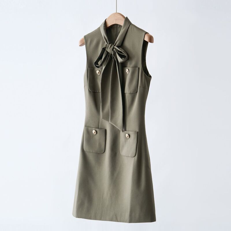 Same Origin as Cabinet Goods! g 2.9K+ 25 Early Autumn New Olive Green Elegant Commuter Bow Collar Sleeveless Dress Same Origin as Cabinet Goods! g 2.9K+ 25 Early Autumn New Olive Green Elegant Commuter Bow Collar Sleeveless Dress