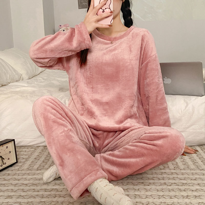 珊瑚絨睡衣女秋冬季2025年新款加絨加厚法蘭絨網紅甜美冬款套裝