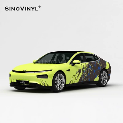 Automotive Film — color changing - 152-18m-green-gray-plaid-splash-ink