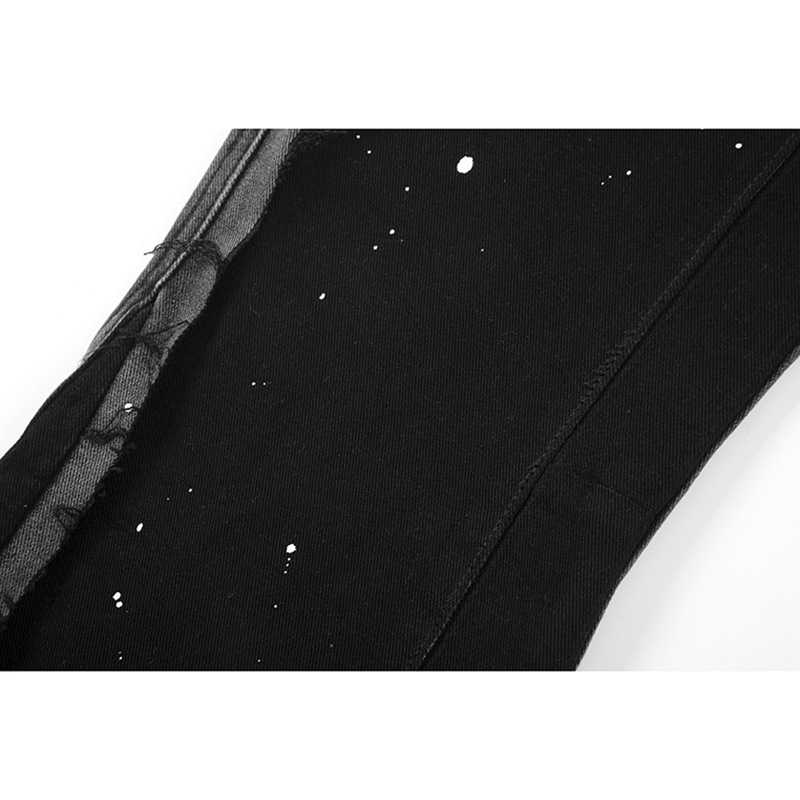High Street lavado apenado costura registro jeans hombres moda retro Splash-tinta impreso pantalones de pierna ancha