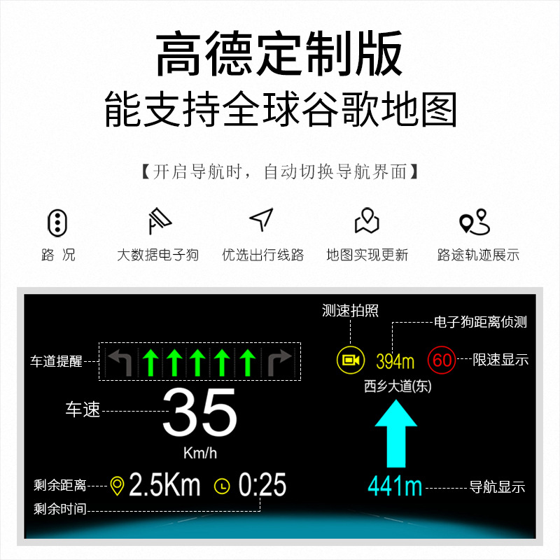 (2개) HUD 헤드 업 디스플레이 모델 3 차량 속도 시간 전력 기어 동기화 고화질 프로젝션 계기판