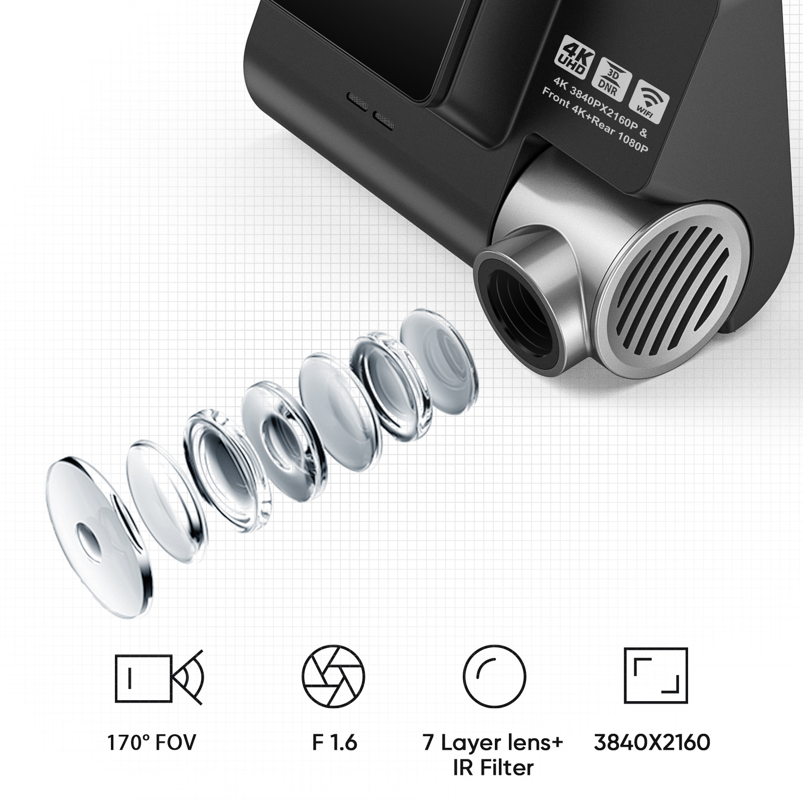 V55 Dashcam 4K Dachcam Wifi Mobile Phone Interconnection Cross-Border High-Definition Dashcam