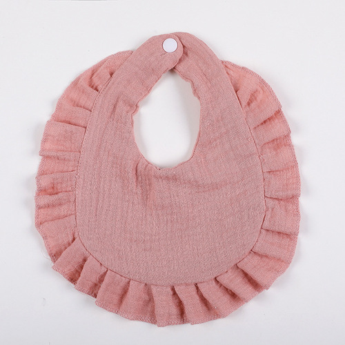INS European and American Baby Ruffle Gauze Bib Bubble Gauze All Cotton Infant Bib Double-layered Crepe Bib