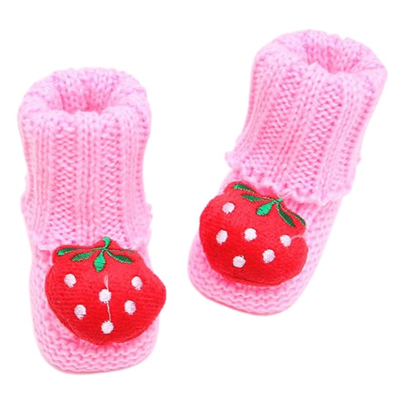 Hecho a mano acabado tejido de primavera y otoño zapatos de lana de bebé recién nacido zapatos de lana zapatos de punto de bebé 0-3-6 meses