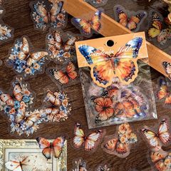 砂糖詩pet白墨シール蝶タイル物語シリーズ高颜値手帳素材装飾シール30枚