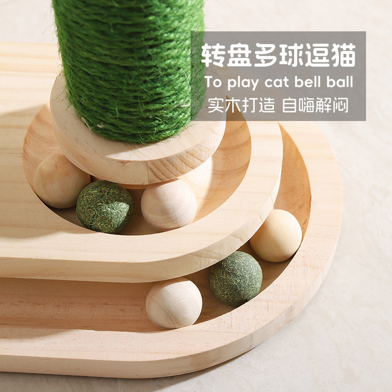 Marco de escalada para gatos, estante para gatos, tablero de agarre para gatos, plato giratorio para gatos de panda de doble capa en caja, poste de juguete para gatos, juguete para gatos