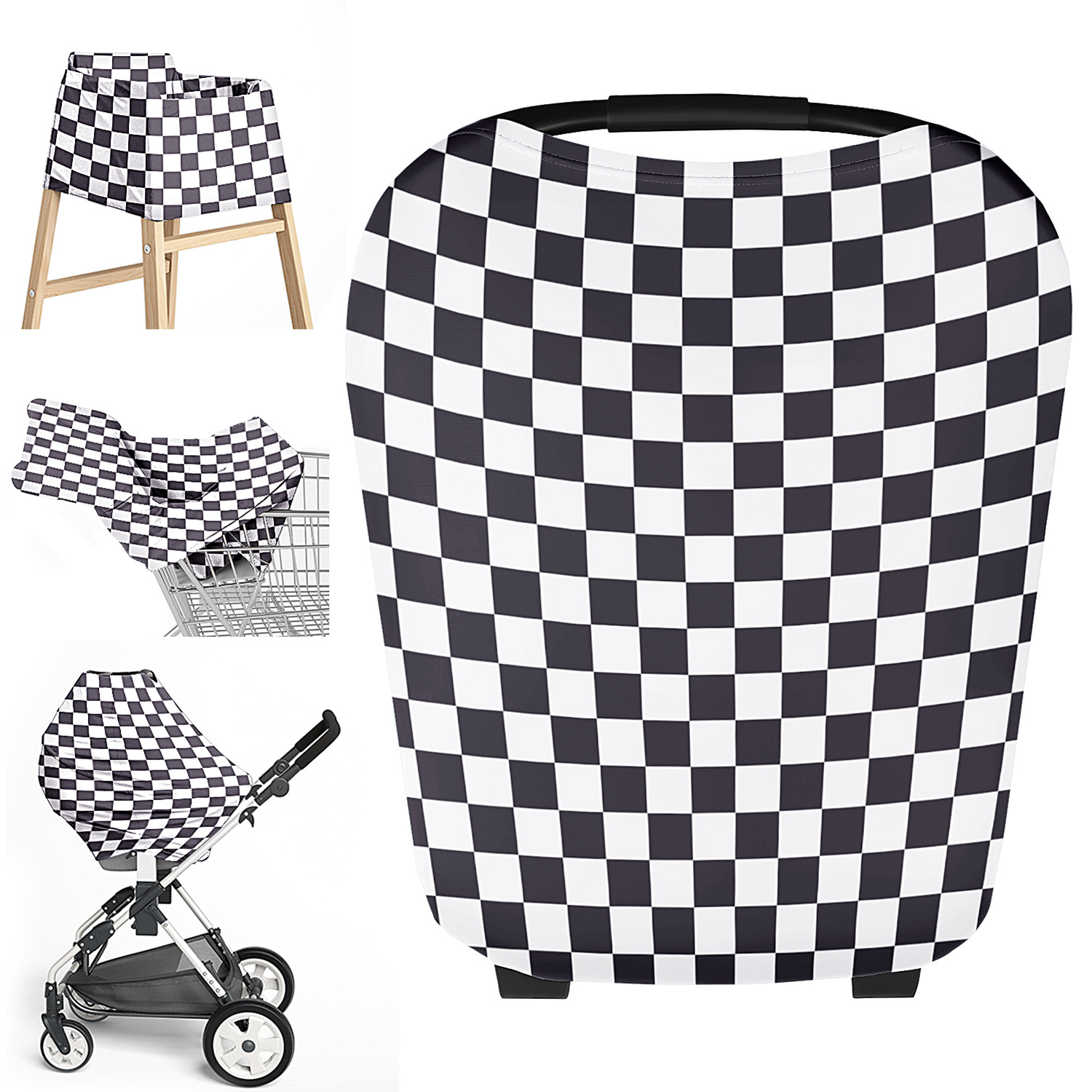 Cross-border baby classic plaid print stroller cover, infant carrier cover, multi-purpose nursing cover, car seat cover