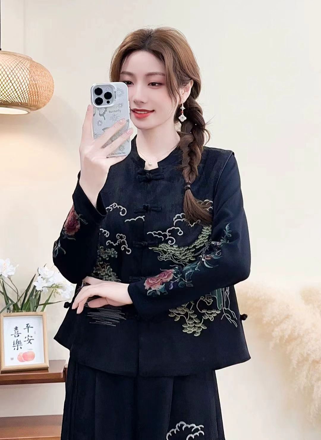 25 otoño nuevo estilo suelto damas cuello casual bordado paisaje estilo nacional cinturón de hombro hebilla chaleco sin mangas