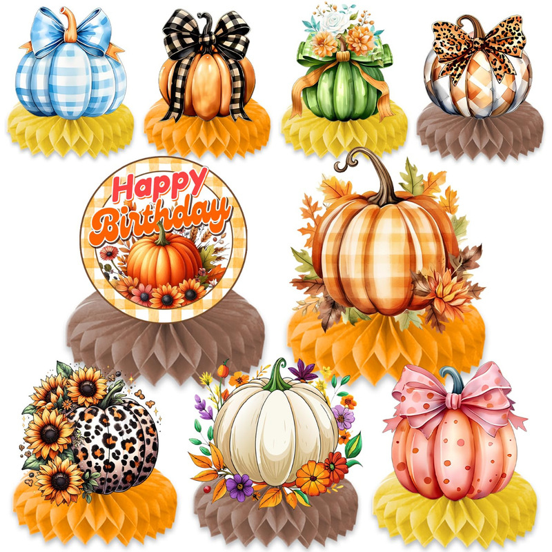 Amazon Thanksgiving Ghost Pumpkin Series Party Decoration Honeycomb Ornaments Tabletop Set for Thanksgiving