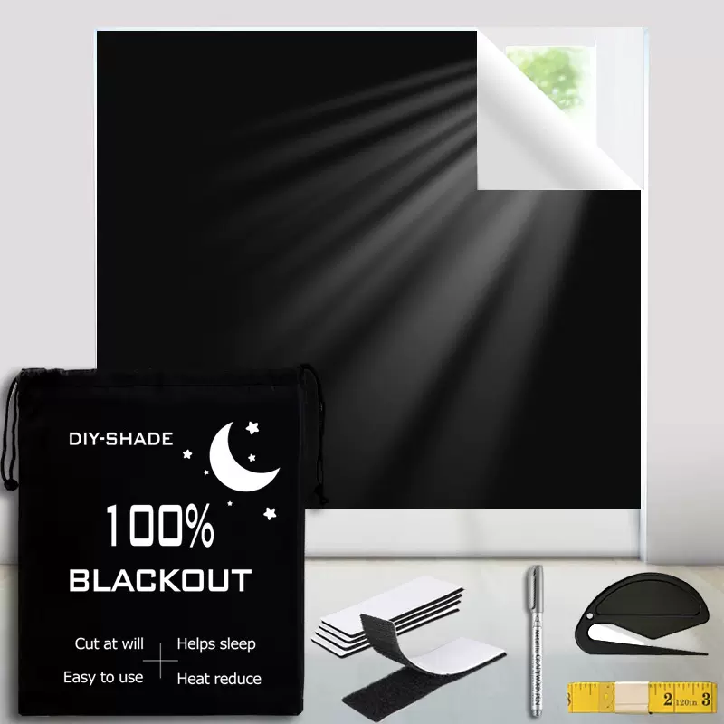 亚马逊便携式旅行窗帘可裁剪临时遮光帘双面黑diy自制全遮光窗帘