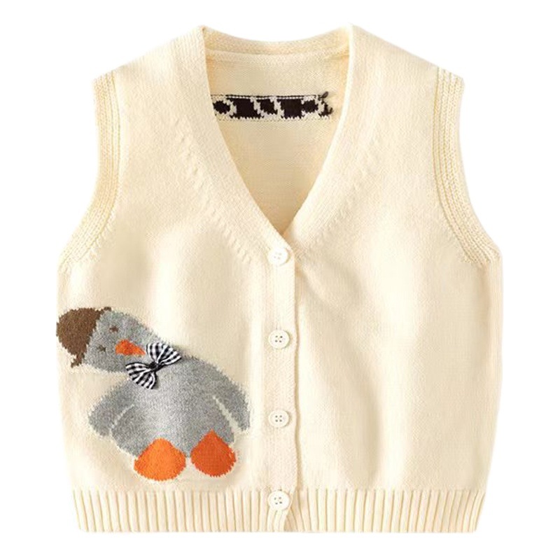 Chaleco de bebé tipo patito, para otoño e invierno, de color liso, bordado y tejido, para niños.