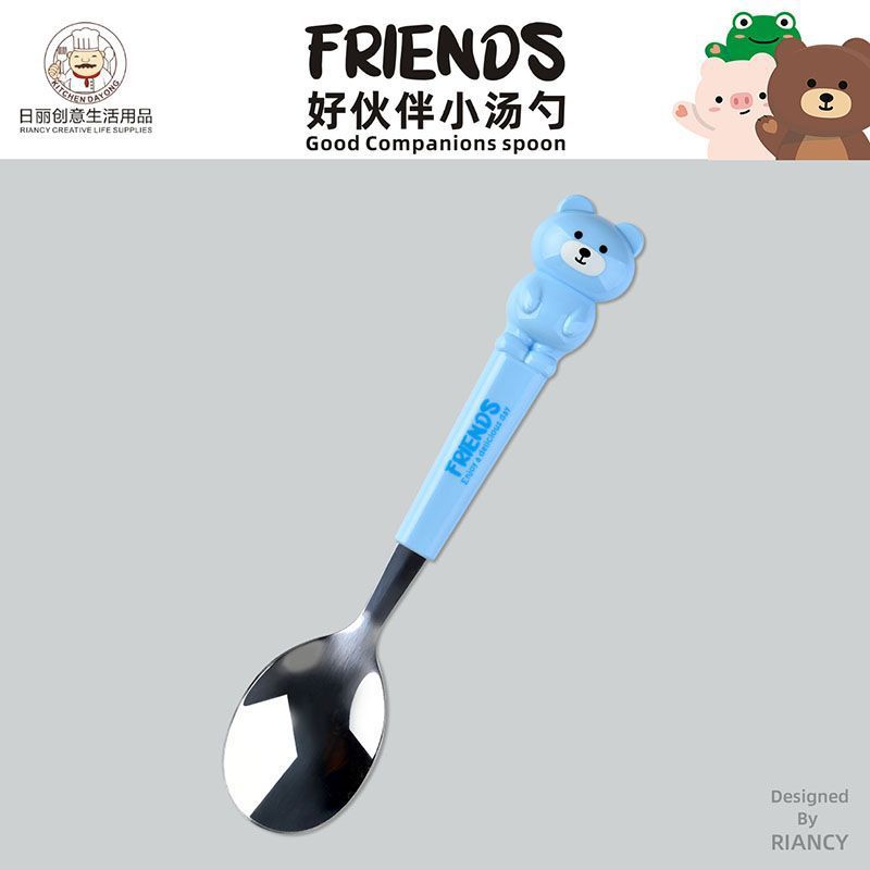 Animal encantador portátil para llevar estudiantes cucharas de comidas dormitorios escolares cucharas de cubierta de cubierta set