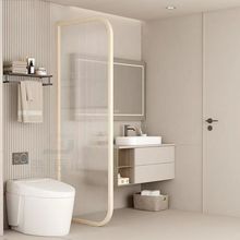 奶油风长虹玻璃屏风隔断墙客厅玄关遮挡现代简约洗手台浴室卫生间