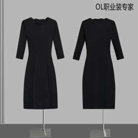 职场连衣裙珠宝店前台通勤ol风格黑色售楼部工作服女装工装批发