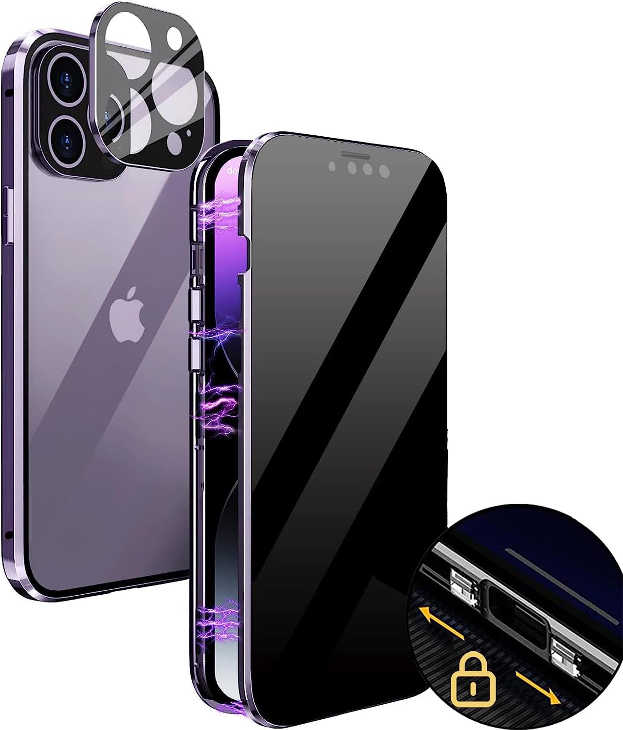 Funda para teléfono móvil iPhone16 Magnetic King Apple 15 hebilla de doble tarjeta Gafas de vidrio de doble cara Funda magnética de metal