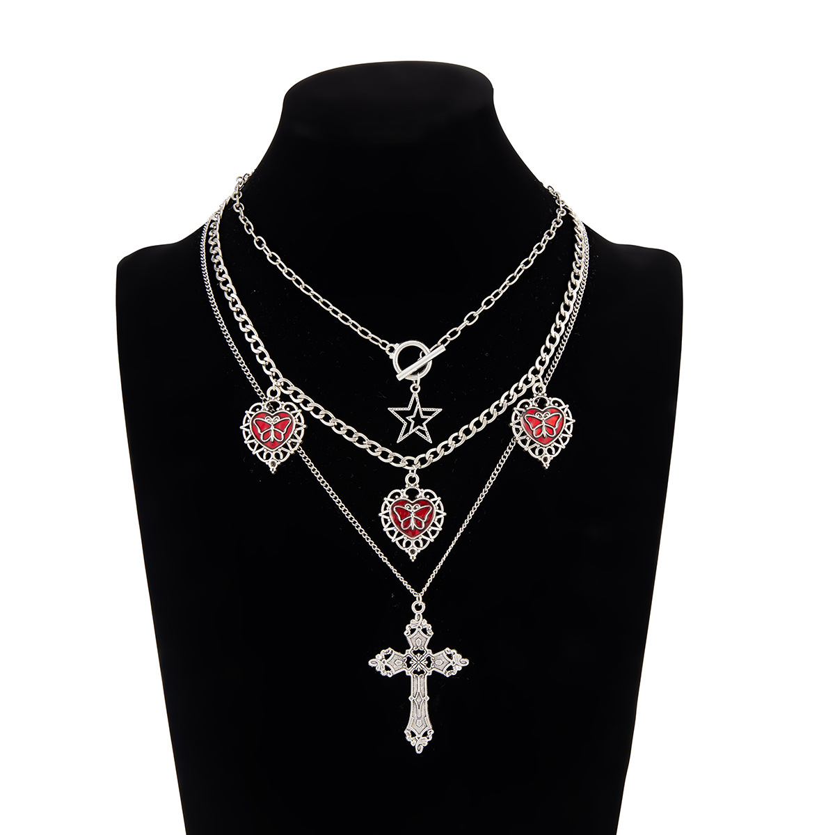 54g Weight Iron Pendant Material Layered Necklaces Classification Iron Chain Material 1 Piece Quantity Weekend Occasion Iron, Zinc alloy Material Cross Pattern Women's Gender Simple Style, Classic Style Style Dark Punk Cross Pendant Necklace Set For Women Exaggerated Stacking Cool Sweet Clavicle Chain Jewelry Geometric Pattern Alloy Zinc 36