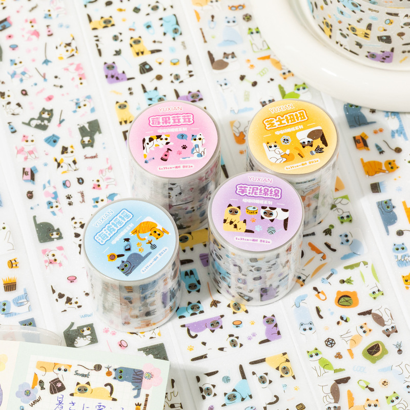 かわいい猫ペットフラッシュサンドテープ漫画かわいいペットカットフィルムステッカーハンドブック Guka diy 素材装飾コラージュ|undefined