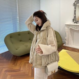 [90% White Duck Down] Design Ribbon Bow Down Vest Female Korean Sweet Lady Down Jacket Female