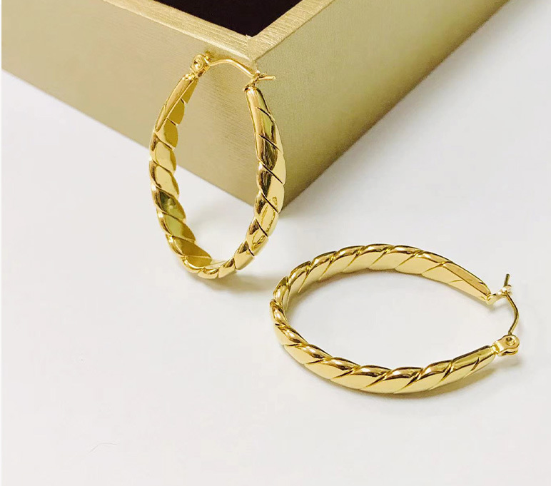 Lady Circle Solid Color Stainless Steel Plating Hoop Earrings 1 Pair