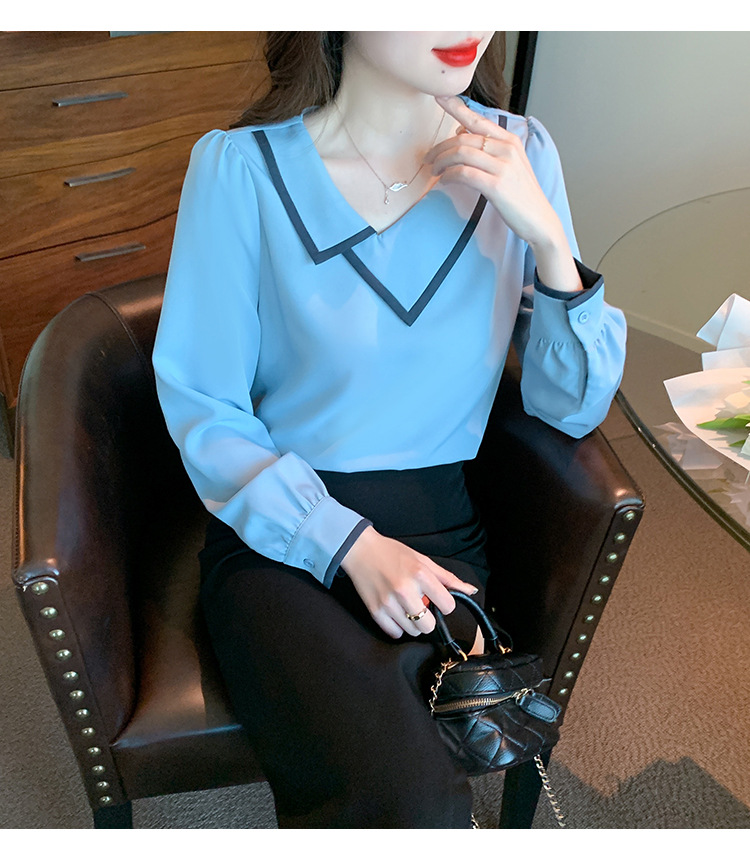 긴팔 여성 셔츠 디자인 센스 2026 봄 가을 새로운 미니멀리즘 출퇴근 Chic 아름다운 작은 셔츠 품격 맨위 상세 이미지 4