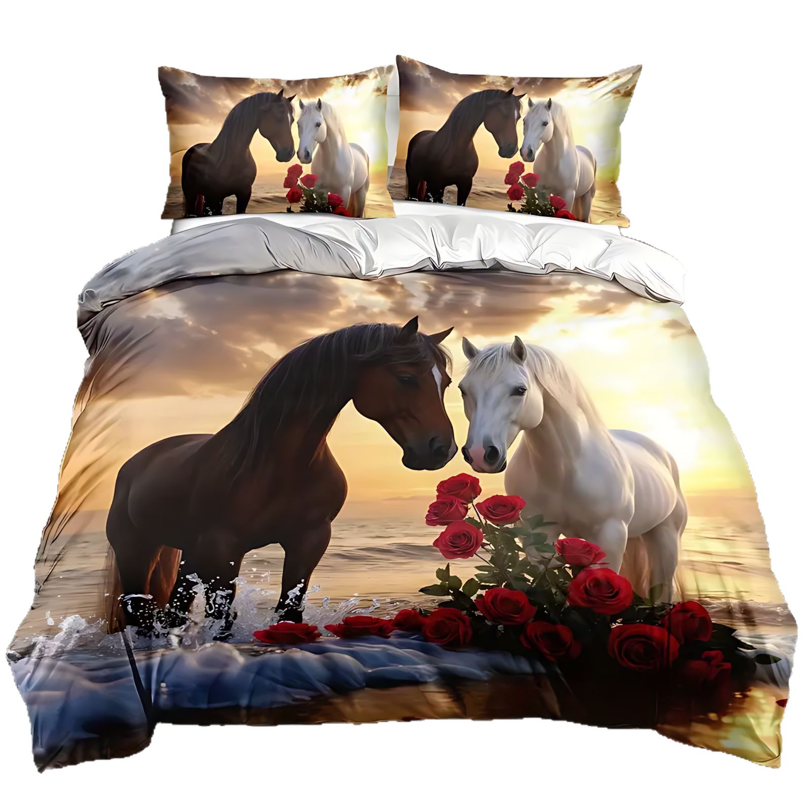 TUME / JIT Transfronterizo Wildlife Caballo Impresión Digital HD Abrido colcha de cama