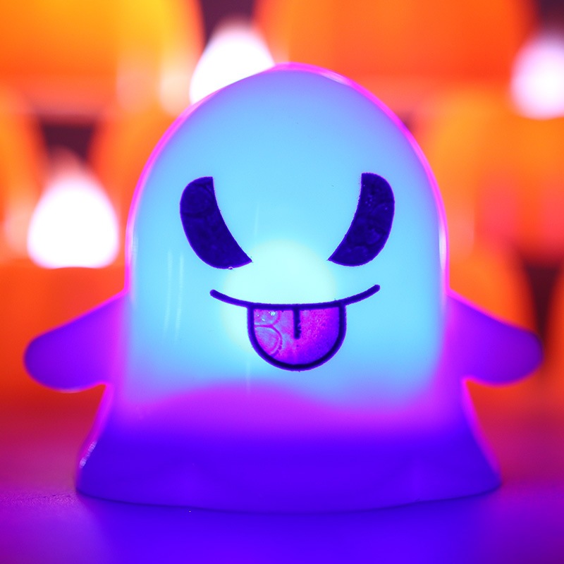 Decoración de Halloween luces fantasmas emoticones demoníacas electrónicas LED vela lámpara de campo diseño de props pequeña luz de calabaza nocturna