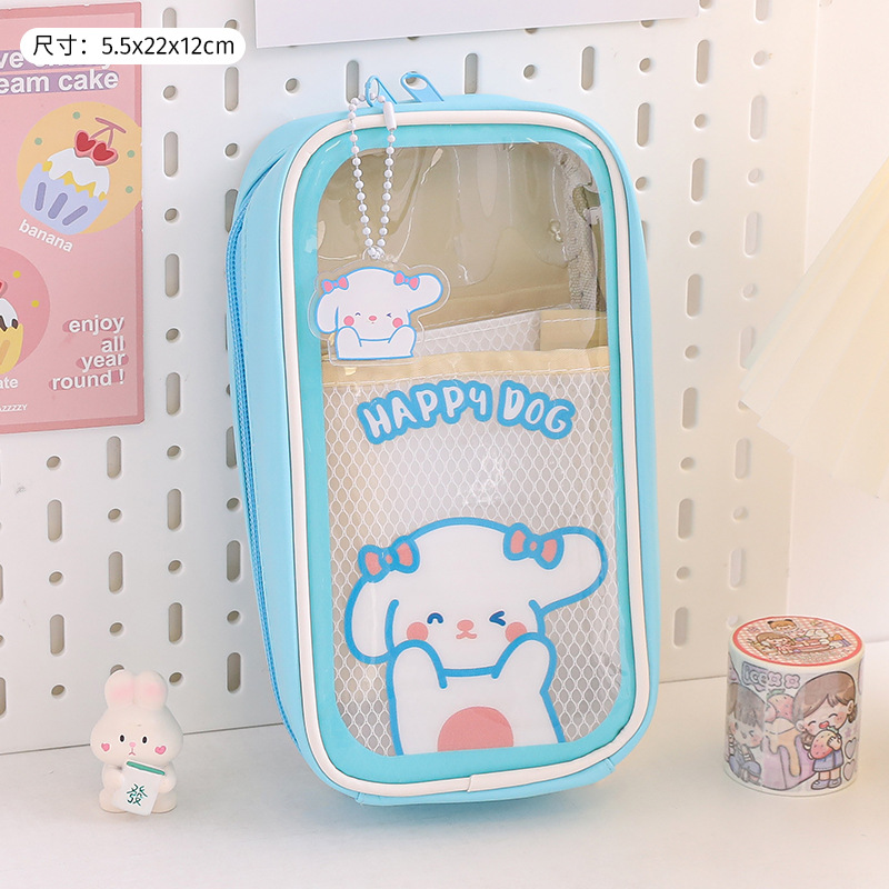 Temporada escolar de gran capacidad caja de lápiz de estudiante Yiwu Papelería transparente linda chica creativa simple caja de papelería de lápiz