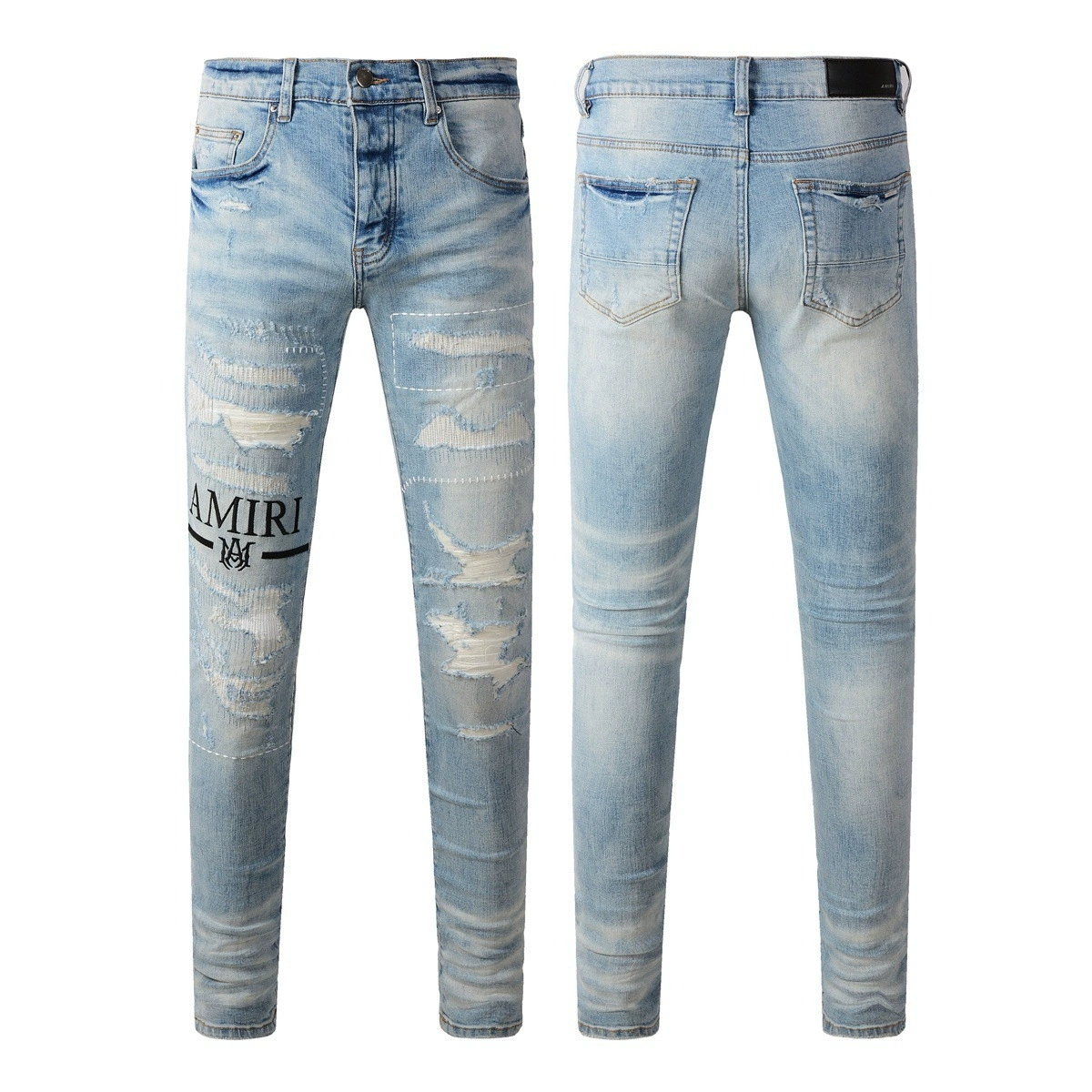 Джинсы (AMIRI) мужские slim с рваной отделкой, фасон зауженный