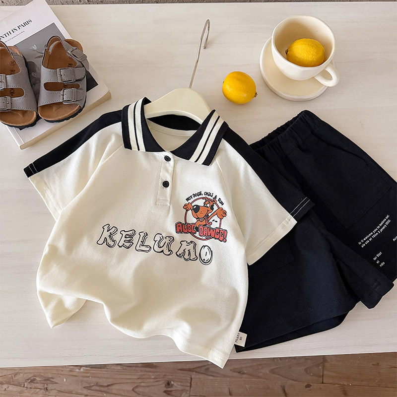 Boys' Summer Polo Shirt T-Shirt 2026 New Style Kidsren's Clothing Cartoon Puppy Short-Sleeved 4-Year-Old Baby Thin Loose Top