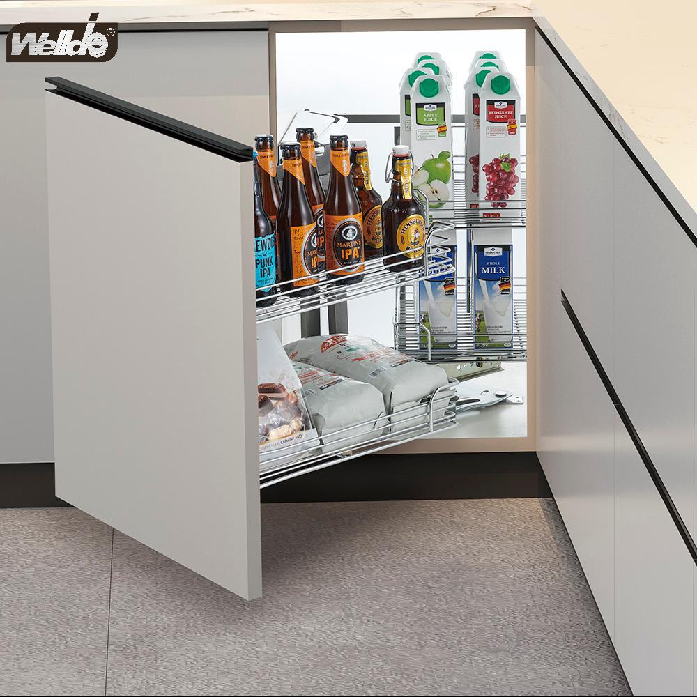 Welldo/纬东 橱柜转角拉篮转角小怪物拉篮四篮联动拉篮收纳拉篮