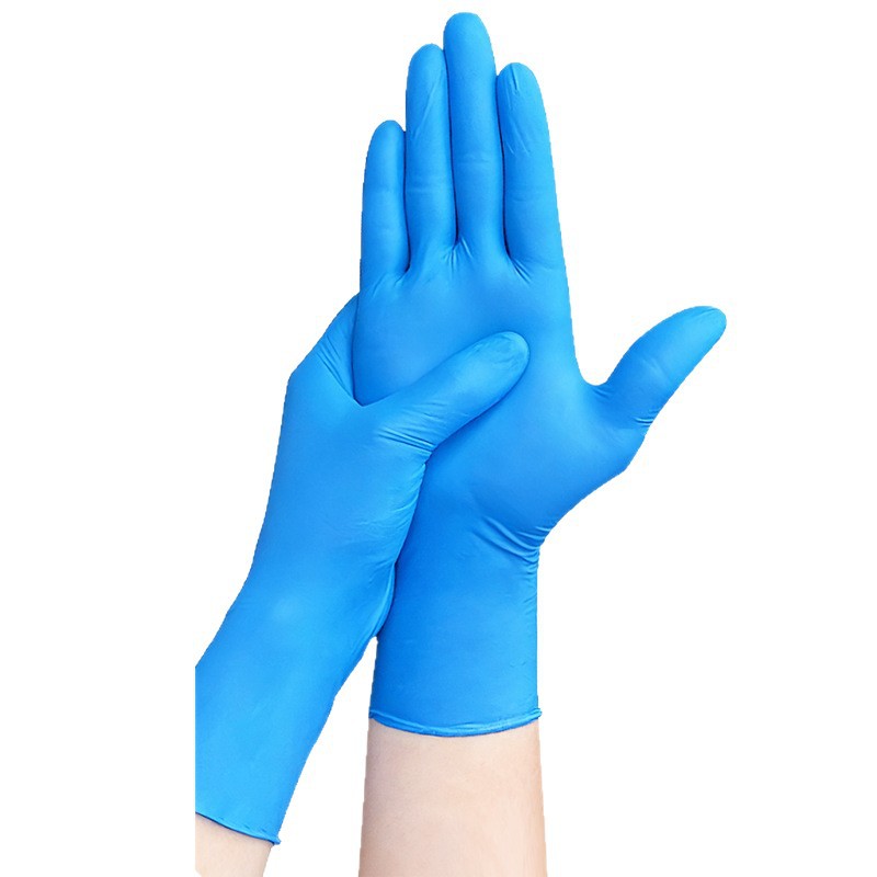 Guantes de nitrilo grueso guantes antideslizantes resistentes al aceite maquinaria de fábrica de reparación de automóviles pulverización de pintura desechable guantes azules