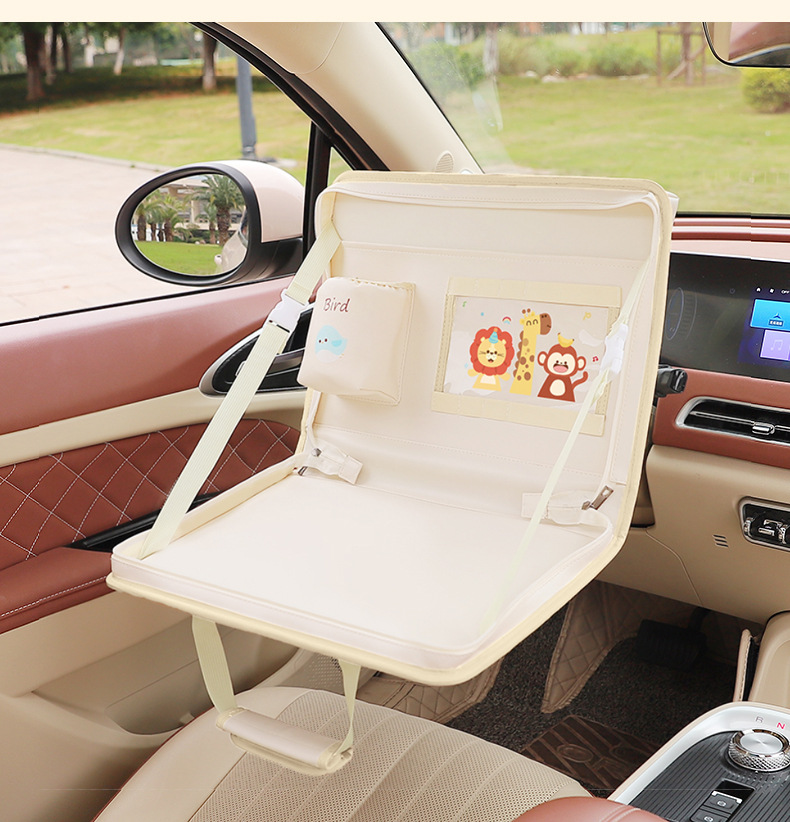 Car Steering Wheel Laptop Bracket Multifunctional Small Table for Car Rear Folding Dining Table Storage Hanging Bag