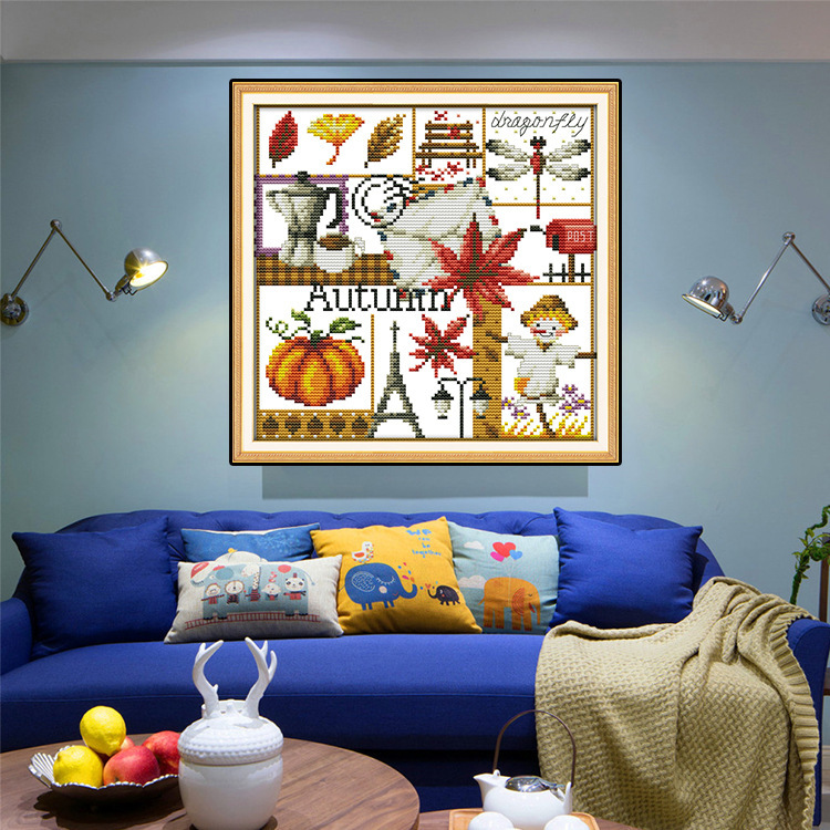 NKF十字绣线绣卡通类四季之春夏秋冬DIY刺绣材料包儿童房厂家批发