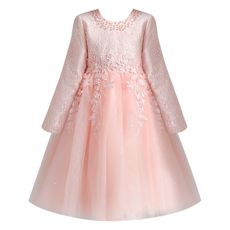 Платье для девочек, весна 2022, новая детская одежда, сетчатое платье принцессы, детское платье, одежда для выступлений на фортепиано с цветочным узором для девочек, весенняя одежда